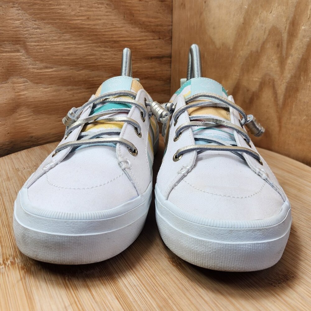 Sperry Crest Vibe Womens White Striped Canvas Sneakers Size 8 - Picture 2 of 9